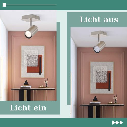 Spot De Plafond 1 Flamme Lampe De Couloir Gu10 - LED Spot De Plafond Nickel 330° Sans Ampoules