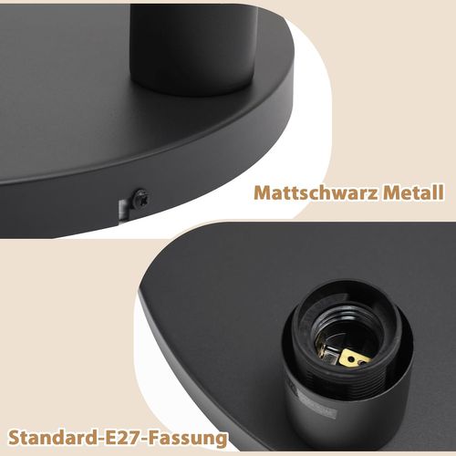 Plafonnier Vintage 3 Lumières, Plafond E27 Avec Abat-jour En Tissu Noir(sans Ampoules)