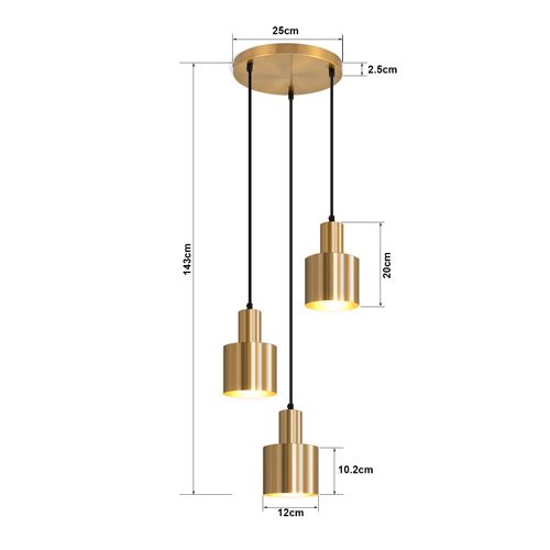 Suspension Table à Manger Lampe Suspendue Lampe Suspension Vintage 3 Flammes Ronde Design E27