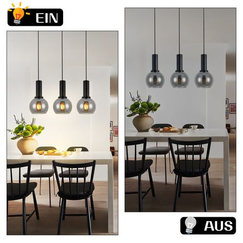 Suspension Vintage 3 Flammes Lampe Suspendue Verre E27 à Manger Lampe Réglable En Hauteur