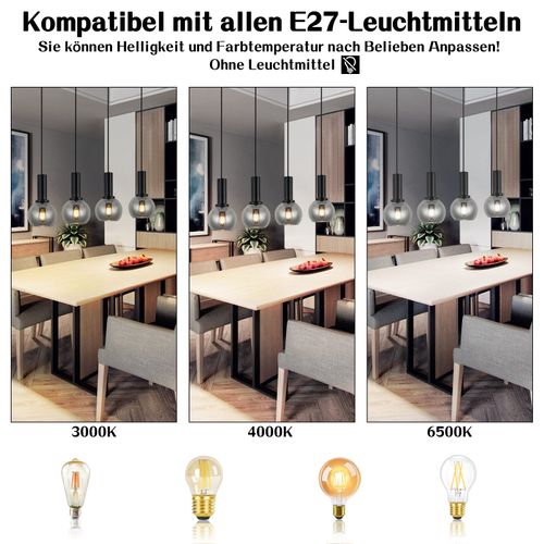 Suspension Pour Table à Manger Lampe Suspendue En Verre 4 Flammes Lampe De Salle à Manger E27