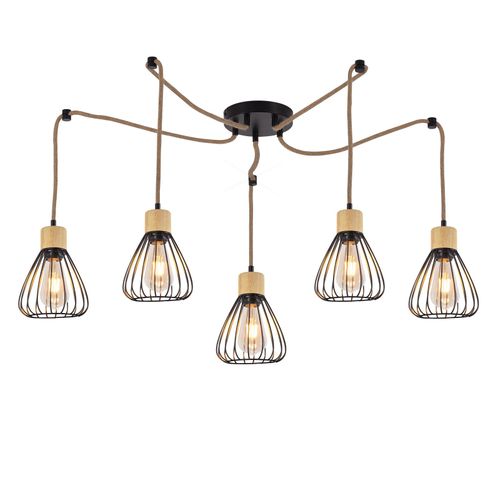 Suspension Table à Manger Lampe Suspendue Salon Vintage Noire Salle Manger Suspension 5 Flammes E27