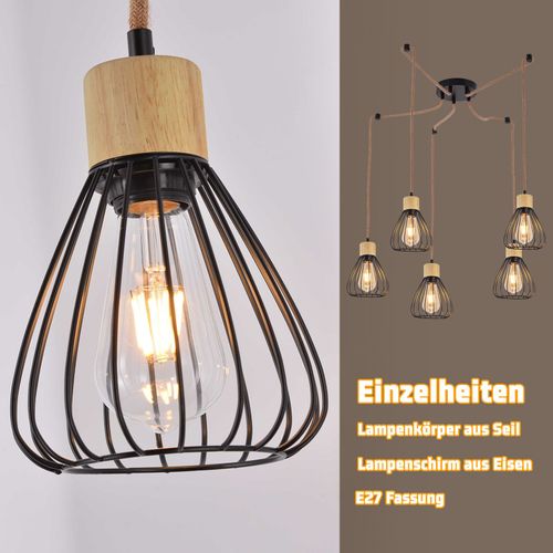 Suspension Table à Manger Lampe Suspendue Salon Vintage Noire Salle Manger Suspension 5 Flammes E27