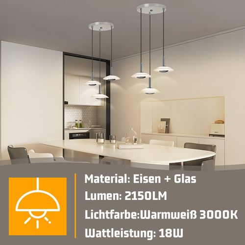 Suspension LED Lampe Suspendue Table à Manger Design Moderne 3000k Blanc Chaud 3 Flammes