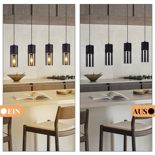 Suspension Pour Table à Manger, Lampe Suspendue E27, 4 Flammes Abat-jour Moderne En Verre