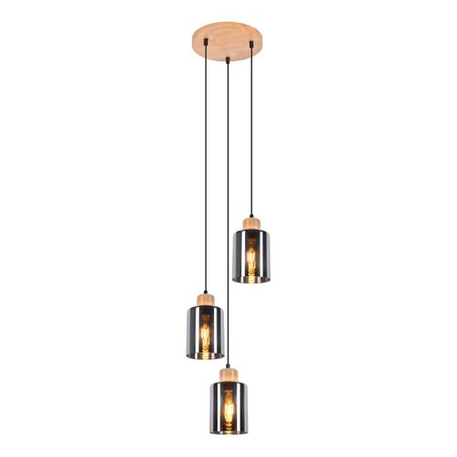 Suspension En Bois, Lampe Suspendue E27, Lampe De Table à Manger Vintage En Verre