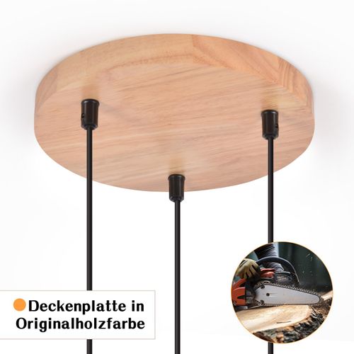 Suspension En Bois, Lampe Suspendue E27, Lampe De Table à Manger Vintage En Verre