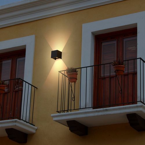 4 Appliques Murales LED Ext/int, Noires Up Down, Ip65, Pour Maison, Cage D’escalier