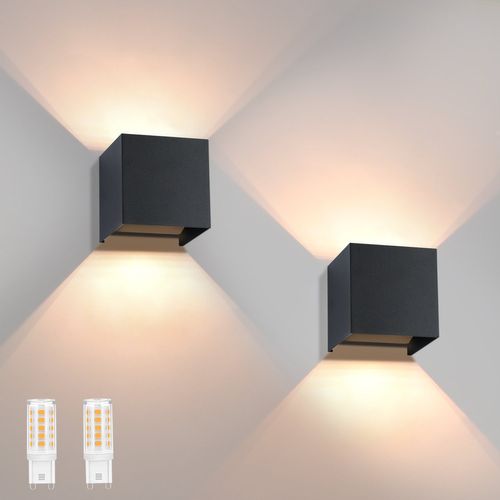 Applique Murale LED Intérieur/extérieur : Lot De 2 Lampes Extérieures Blanc Chaud Ip65