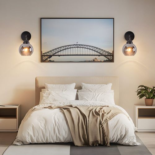 Applique Murale D'intérieur Vintage E27 Éclairage Mural Rétro Pour Chambre à Coucher En Verre Noir