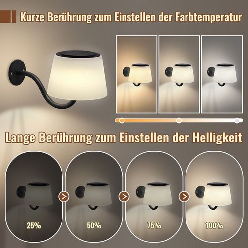 Applique Murale D'intérieur à Piles : 2 Appliques Murales LED à Intensité Variable Avec Interrupteur