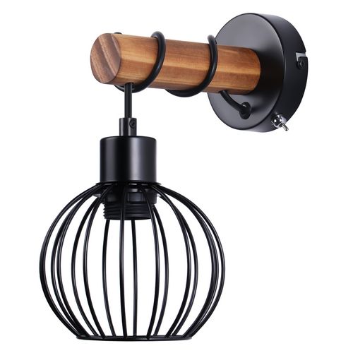 Applique Murale Salon Vintage Bois : Applique Avec Interrupteur Éclairage Mural Noir Au