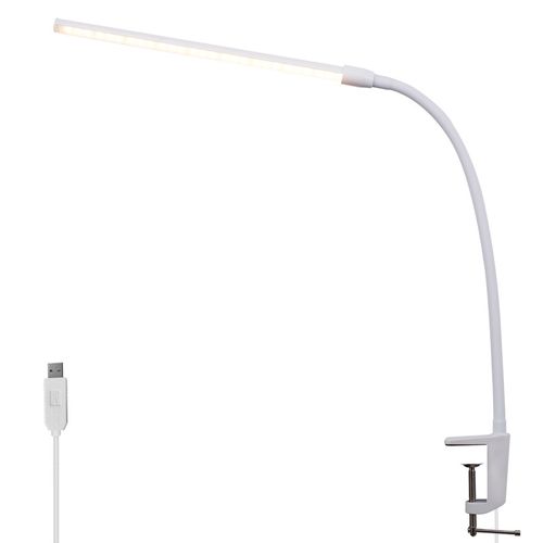 Lampe De Bureau LED à Intensité Variable Avec Prise Blanche 5 Niveaux De Luminosité 11w Flexible