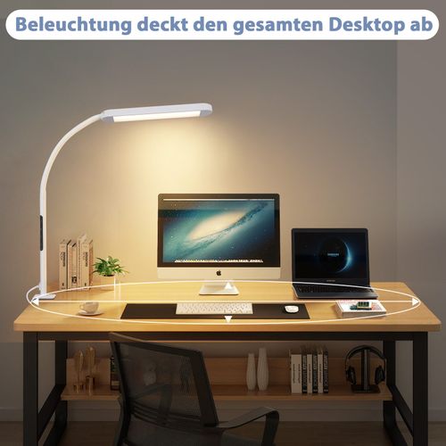 Lampe De Bureau LED à Pince à Intensité Variable Noire 5 Couleurs Et 5 Niveaux De Luminosité 11w