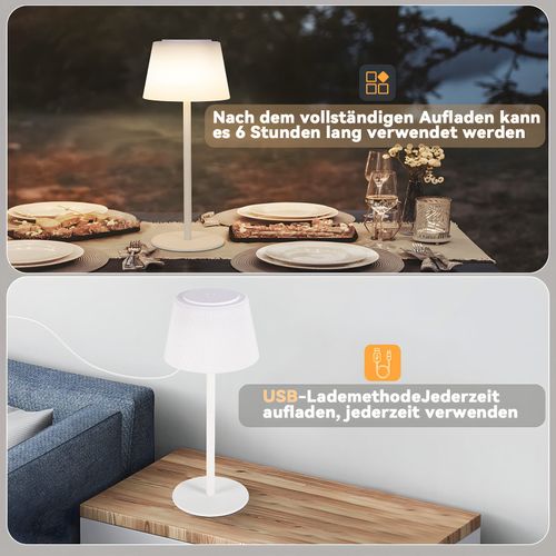 Lampe De Chevet Sans Fil à LED, Tactile, à Intensité Variable, Rechargeable Par USB