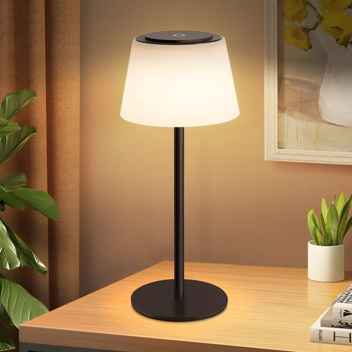 Lampe De Chevet Sans Fil à LED, Rechargeable Par USB, Tactile, Intensité Variable, Noire, 3600 Mha