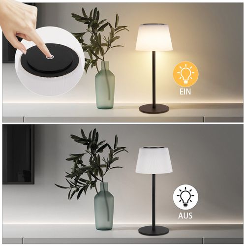 Lampe De Chevet Sans Fil à LED, Rechargeable Par USB, Tactile, Intensité Variable, Noire, 3600 Mha