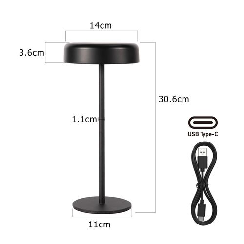 Lampe De Table LED Solaire  Sans Fil Rechargeable Tactile à Intensité Variable Noire 3 600 Mha