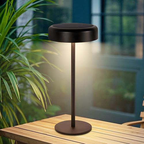 Lampe De Table LED Solaire  Sans Fil Rechargeable Tactile à Intensité Variable Noire 3 600 Mha