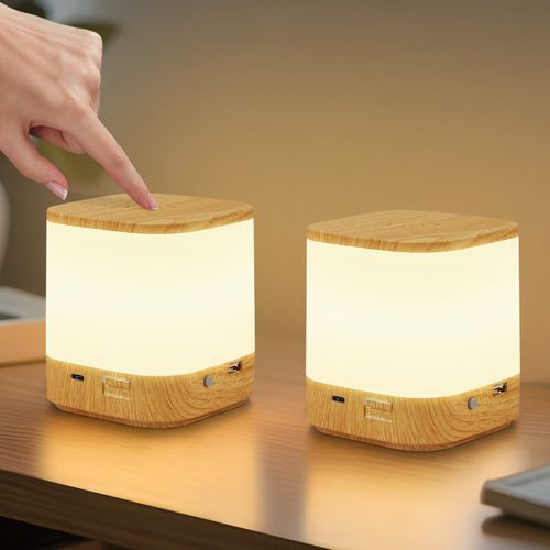 Lot De 2 Lampes De Table LED Avec Batterie Rechargeable De 1800 Mah,variateur Tactile 3000-6500k USB