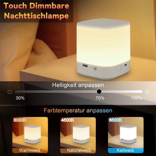 Lot  Lampes De Table LED Avec Batterie Rechargeable De 1800 Mah Variateur Tactile 3000-6500k USB