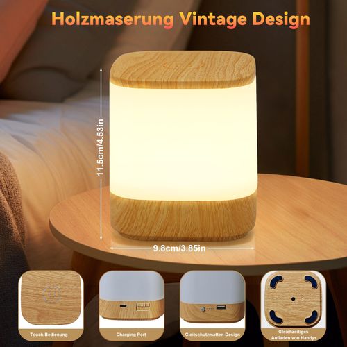 Lampe De Table LED Avec 3 Températures De Couleur, Lampe De Chevet, Batterie 3600 Mah, USB