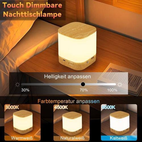 Lot De 2 Lampes De Table LED Avec 3 Températures De Couleur, Lampe De Chevet, Batterie 3600 Mah