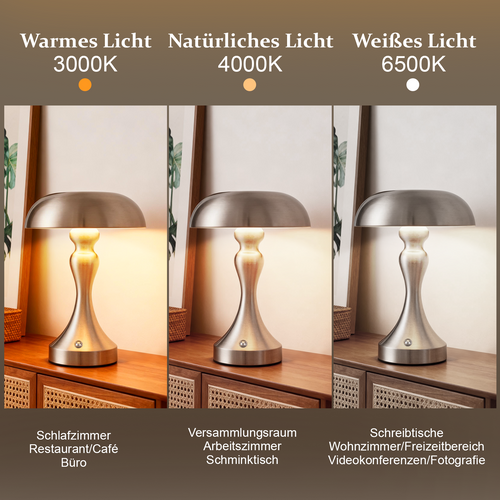 Lampe De Chevet LED Tactile, Intensité Variable, Sans Fil, Rechargeable Par USB, Style Vintage