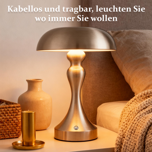 Lampe De Chevet LED Tactile, Intensité Variable, Sans Fil, Rechargeable Par USB, Style Vintage
