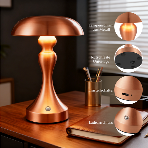 Lampe De Chevet LED Tactile, Intensité Variable, Sans Fil, Rechargeable Par USB, Style Vintage