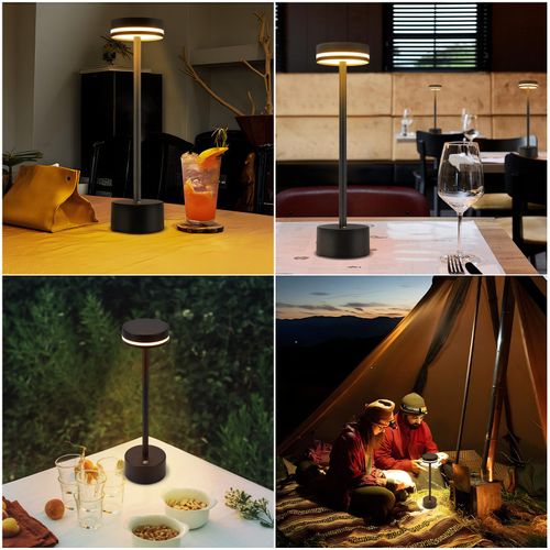 Lampe De Table LED Sans Fil  , Lampe De Chevet à Intensité Variable 3 000 k-6 500 k Avec Port USB-c