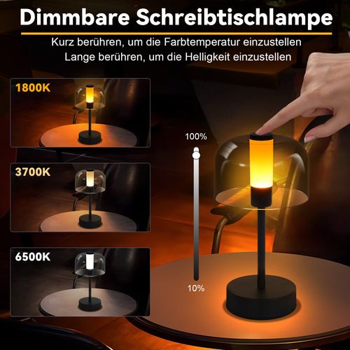 Lampe De Chevet à LED à Piles Et Intensité Variable Sans Fil Rechargeable USB-c 1800k-6500k
