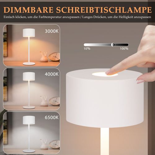 Lot De 2 Lampes De Table LED Sans Fil - Télescopique, Tactile, 3 Températures De Couleur