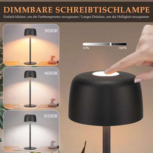 Lampe De Table LED Sans Fil, Lampe De Chevet à Réglage Continu Avec Batterie