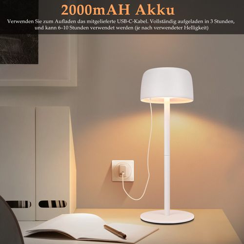 Lampe De Table LED Sans Fil, Lampe De Chevet à Réglage Continu Avec Batterie