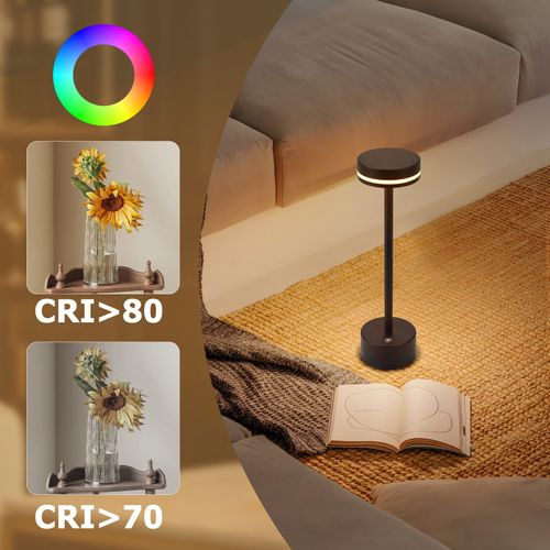 Lampe De Table LED à Piles, Sans Fil, à Intensité Variable, Rechargeable Par USB-c