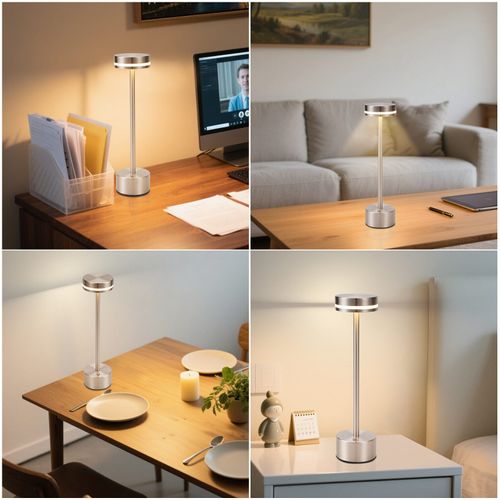 Lampe De Table LED Sans Fil , à Piles, à Intensité Variable, Rechargeable Par USB-c, Tactile