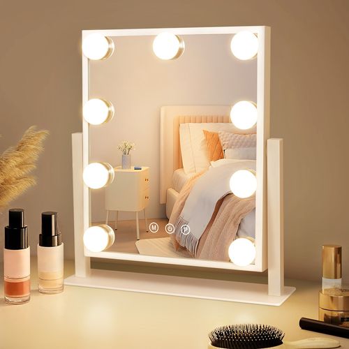 Miroir De Maquillage Avec Éclairage Hollywood Mirror Miroir De Courtoisie Avec 9 LED
