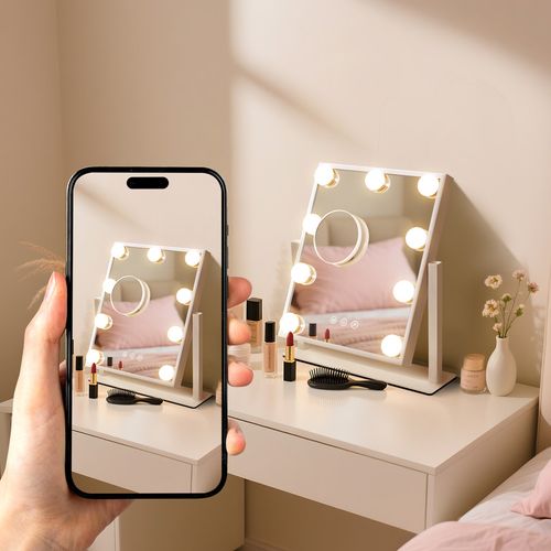 Miroir De Maquillage Avec Éclairage Hollywood Mirror Miroir De Courtoisie Avec 9 LED