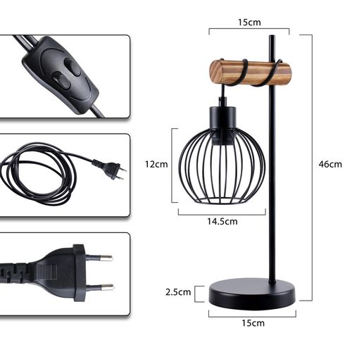 Lampe De Table Vintage Salon Lampe De Chevet E27 Lampe De Table Rétro 1 Lumière Au Design Industriel