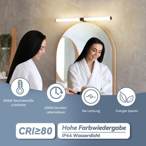 Lampe De Miroir De Salle De Bain  LED 8 W 60 Cm, Avec Pince, Étanche Ip44 4 000 K