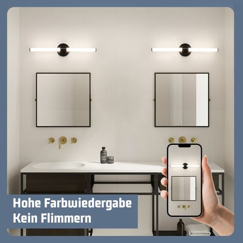 Applique Murale De Salle De Bain  LED 60 Cm, 8 W, Noire, 4 000 K, Ip44