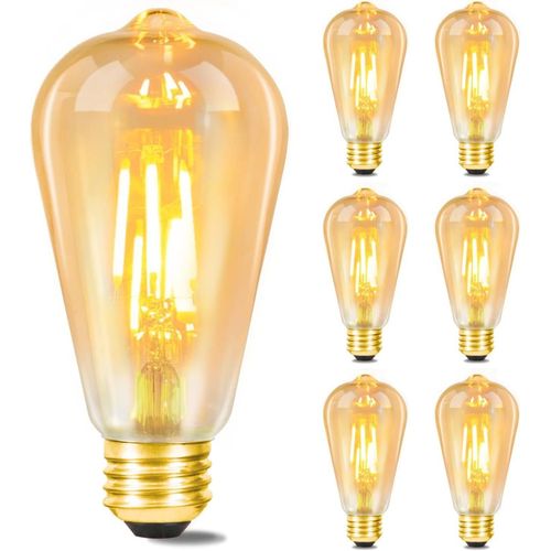 Lot De 6 Ampoules LED E27 Blanc Chaud Ampoules Edison Rétro 2200k St64 Lampe Antique