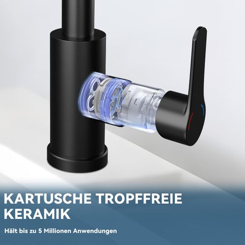 Robinet De Cuisine Extractible  Mitigeur D'évier 360° Avec Douchette En Acier Inoxydable