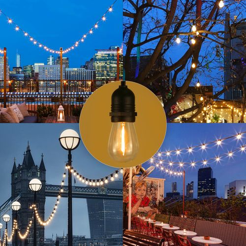 Guirlande Lumineuse LED Intérieur Extérieur Ampoules Guirlande Lumineuse 7,6 M/15 M 16-flamme