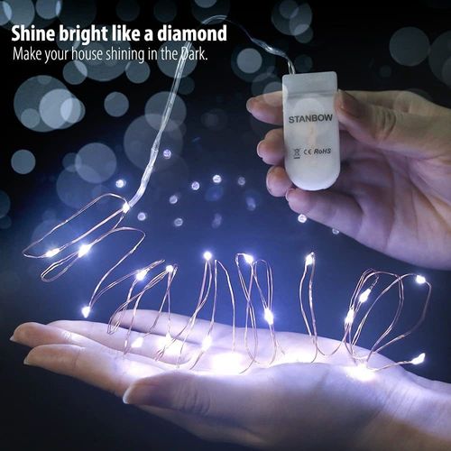 Guirlande Lumineuse LED Pack De 8 Fil De Cuivre Blanc Froid 2m Avec Chaîne Lumineuse à Batterie