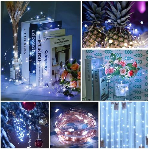 Guirlande Lumineuse LED Pack De 8 Fil De Cuivre Blanc Froid 2m Avec Chaîne Lumineuse à Batterie