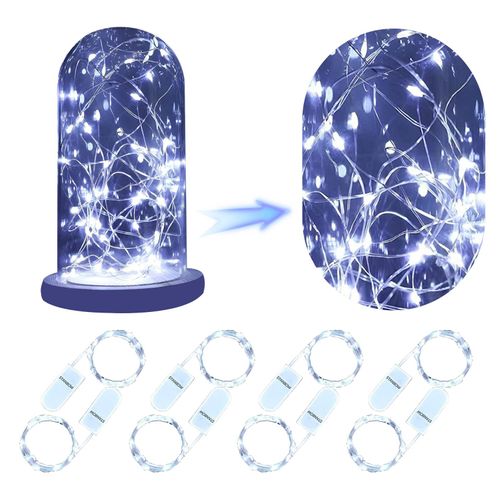 Guirlande Lumineuse LED Pack De 8 Fil De Cuivre Blanc Froid 2m Avec Chaîne Lumineuse à Batterie