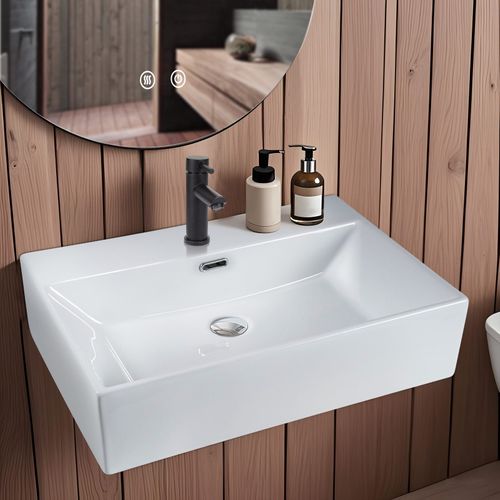 Lavabo Céramique Blanc à Poser - 3 Dimensions Au Choix, Moderne, Garantie, Neuf