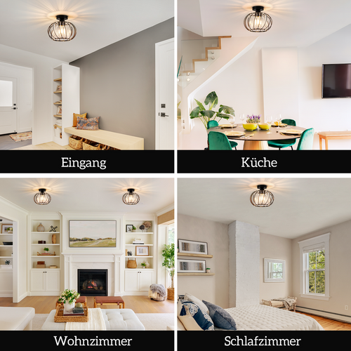 Plafonnier Plafonnier Moderne En Cristal : Lampe De Couloir Noire E27 Lampe De Cuisine